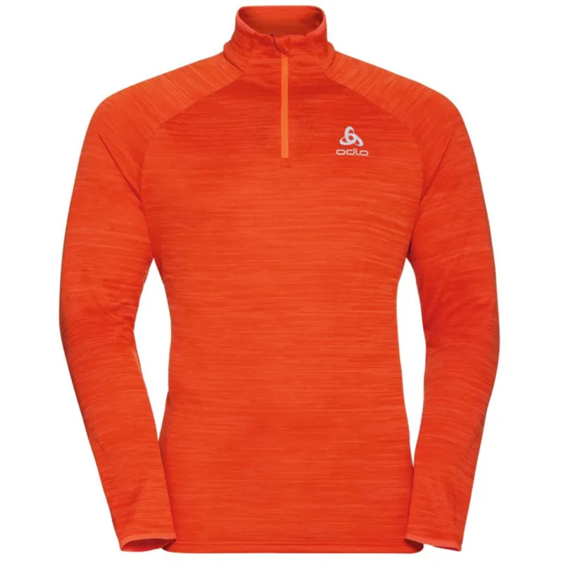 Odlo Men's Millennium Element Midlayer 1/2 Zip Small in Pureed Pumpkin Melange